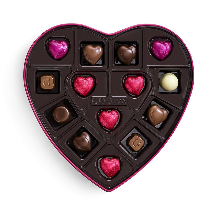 Godiva Goldmark Assorted Chocolate Heart - Shaped Tin 14 piece - Chocolate | Sugar Bear Candy