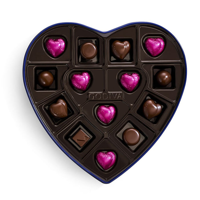 Godiva Heart Goldmark Dark Chocolate Heart - Shaped Tin 14 piece - Chocolate | Sugar Bear Candy