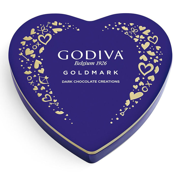 Godiva Heart Goldmark Dark Chocolate Heart - Shaped Tin 14 piece - Chocolate | Sugar Bear Candy