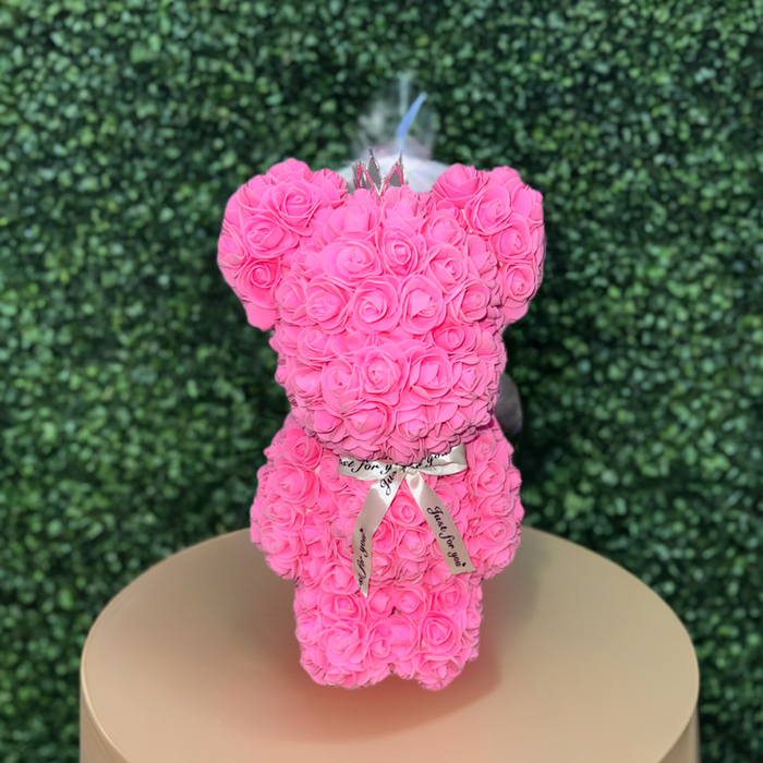 Valentine's Day Rose Bear Gift: Large Pink Rose Bear