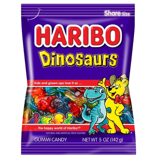 Haribo Dinosaurs Gummi Candy Peg Bag 5oz. 12 ct. - Novelty | Sugar Bear Candy