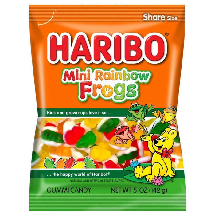 Haribo Mini Rainbow Frogs Gummi Candy Peg Bag 5oz. 12 ct. - Novelty | Sugar Bear Candy