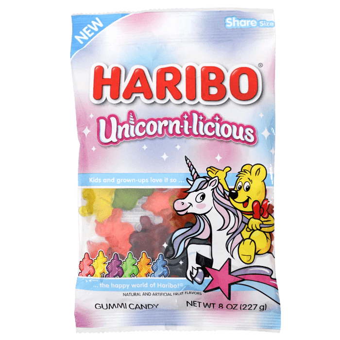 Haribo Unicorn - i - licioius Gummi Candy Peg Bag 5oz. 12 ct. - Novelty | Sugar Bear Candy