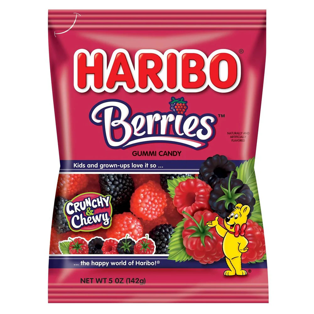 Haribo Berries Gummi Candy Peg Bag 5oz. 12 ct.