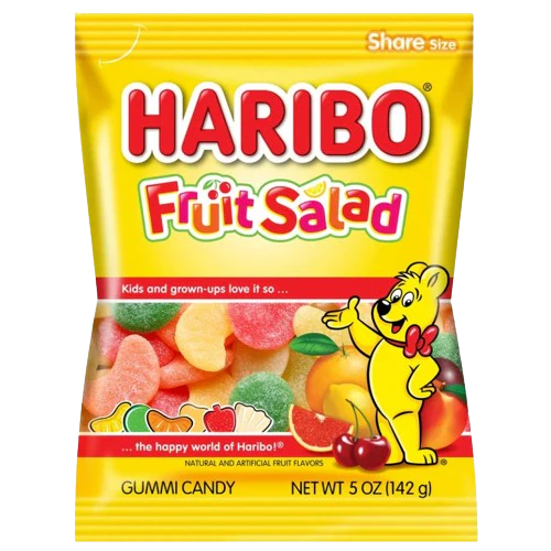 Haribo Fruit Salad Gummi Candy Peg Bag 5oz. 12 ct.