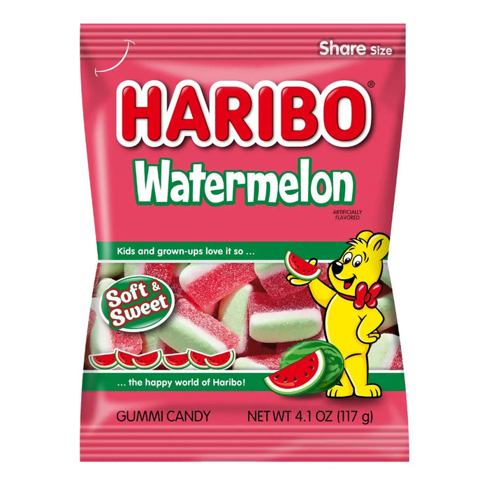 Haribo Watermelon Gummi Candy Peg Bag 4.1oz. 12 ct.