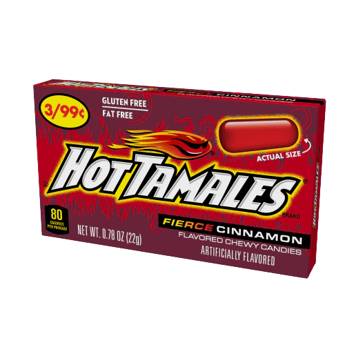 Hot Tamales Fierce Cinnamon 0.78 oz. Box 24 ct. - Novelty | Sugar Bear Candy