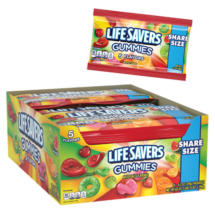 LifeSavers Gummies Share Size - 5 Flavors - 15 ct. - Novelty | Sugar Bear Candy