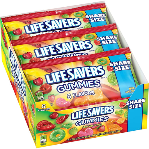 LifeSavers Gummies Share Size - 5 Flavors - 15 ct. - Novelty | Sugar Bear Candy