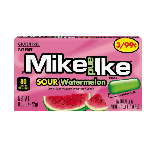 Mike and Ike Sour Watermelon 0.78 oz. Box 24 ct. - Novelty | Sugar Bear Candy