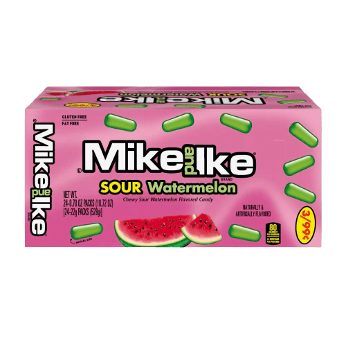 Mike and Ike Sour Watermelon 0.78 oz. Box 24 ct. - Novelty | Sugar Bear Candy