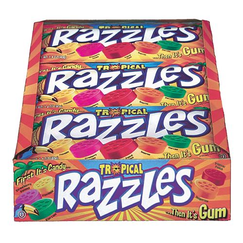 Razzles Tropical Candy 1.4 oz. 24 ct. - Novelty | Sugar Bear Candy