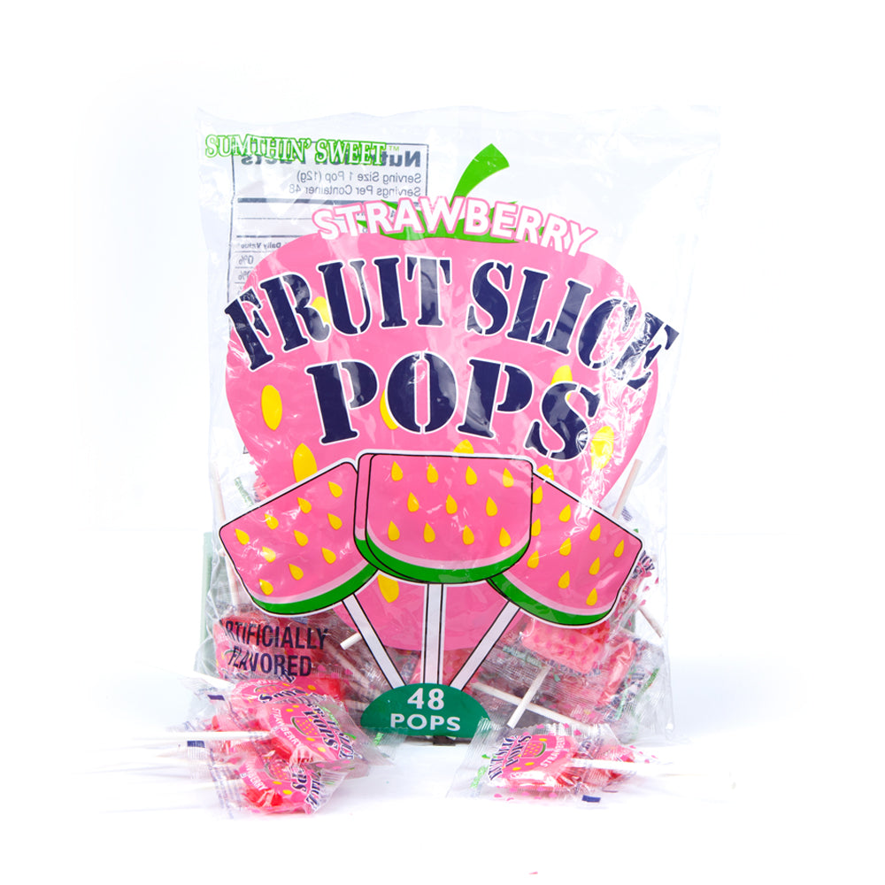 Fruit Slice Pops Strawberry 48 ct. — Sugar Bear Candy