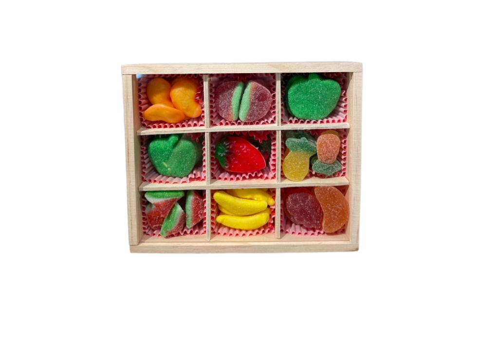Small Wooden Gift Set Assorted Gummy Candy